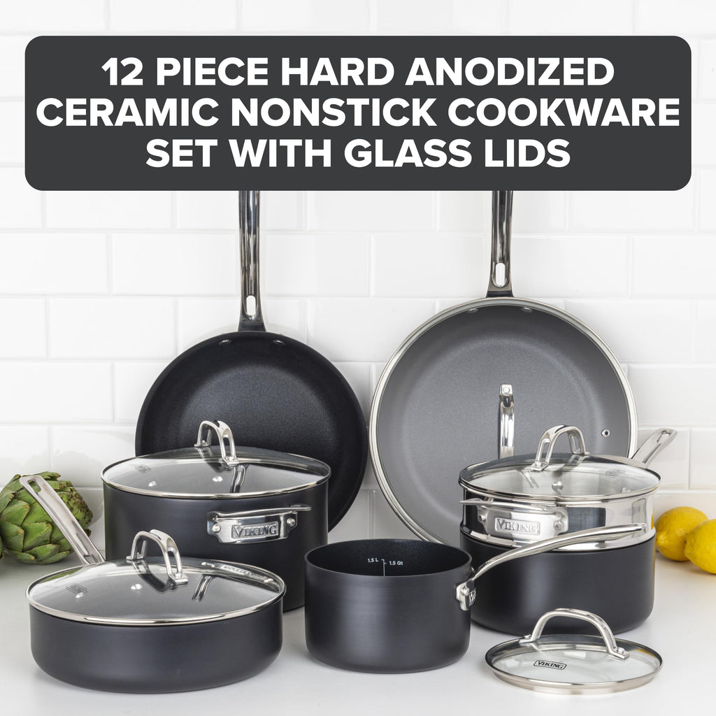 12 Piece Hard Anodized Ceramic Nonstick Cookware Set S2431