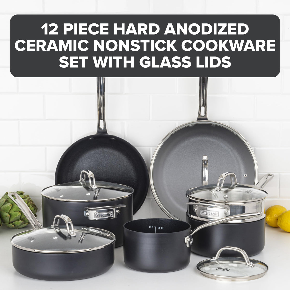 12 Piece Hard Anodized Ceramic Nonstick Cookware Set S2431