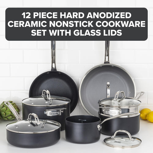 12 Piece Hard Anodized Ceramic Nonstick Cookware Set S2431