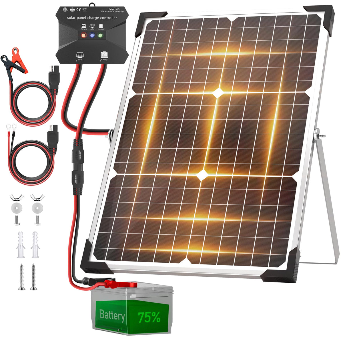 30W 12V Solar Panel Battery Charger Kit O423