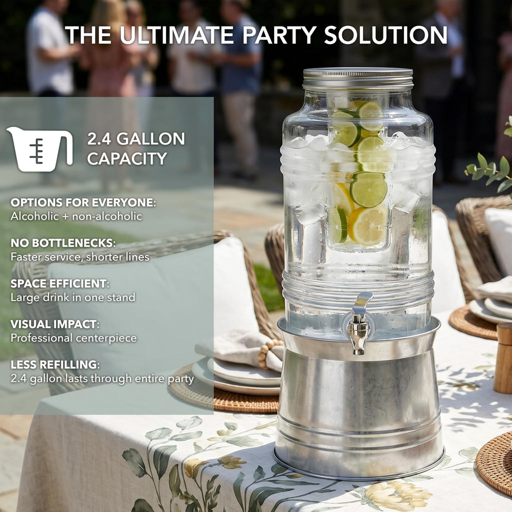 Glass Beverage Dispenser with Metal Stand Z9194