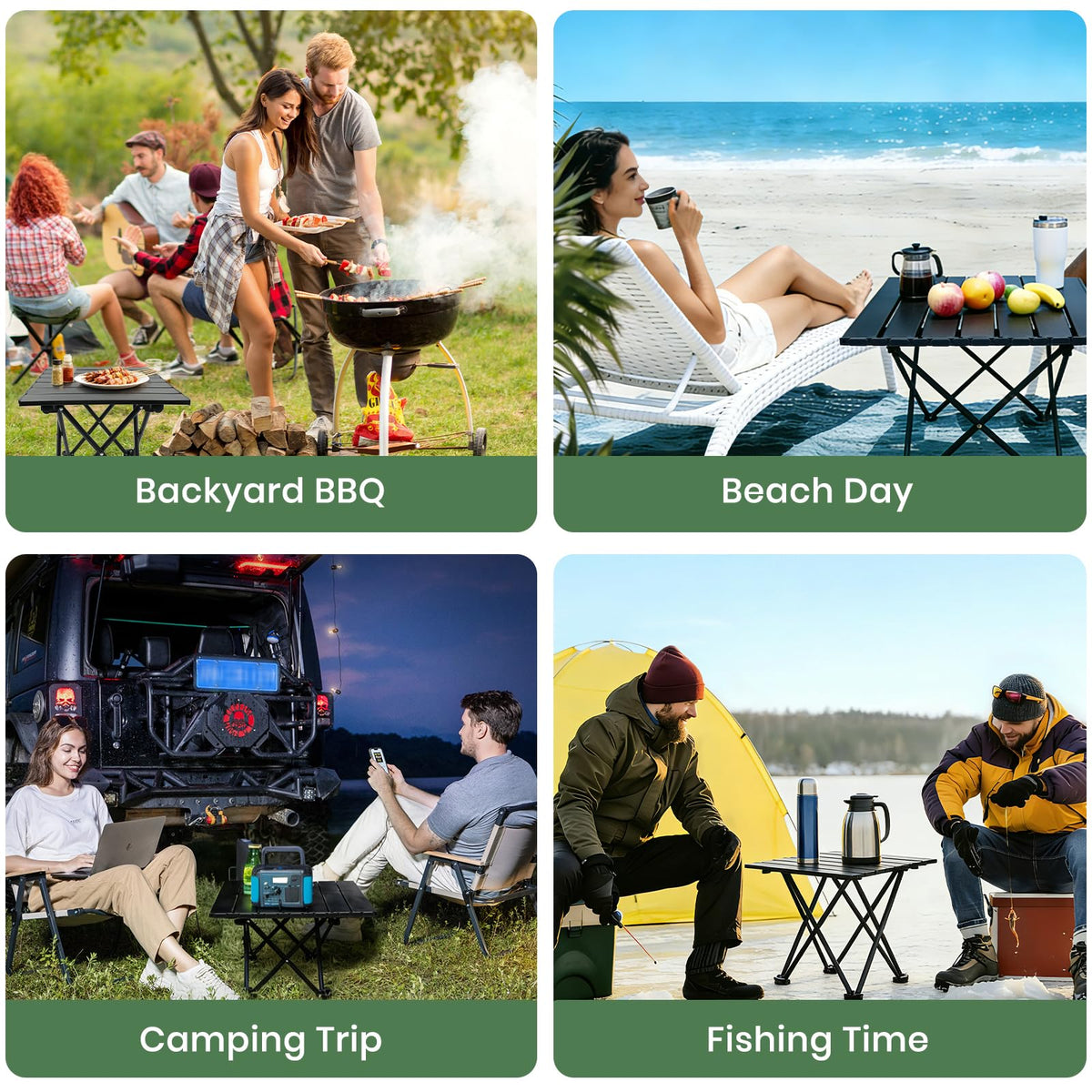 2 Pack Black Foldable Camping Table N410