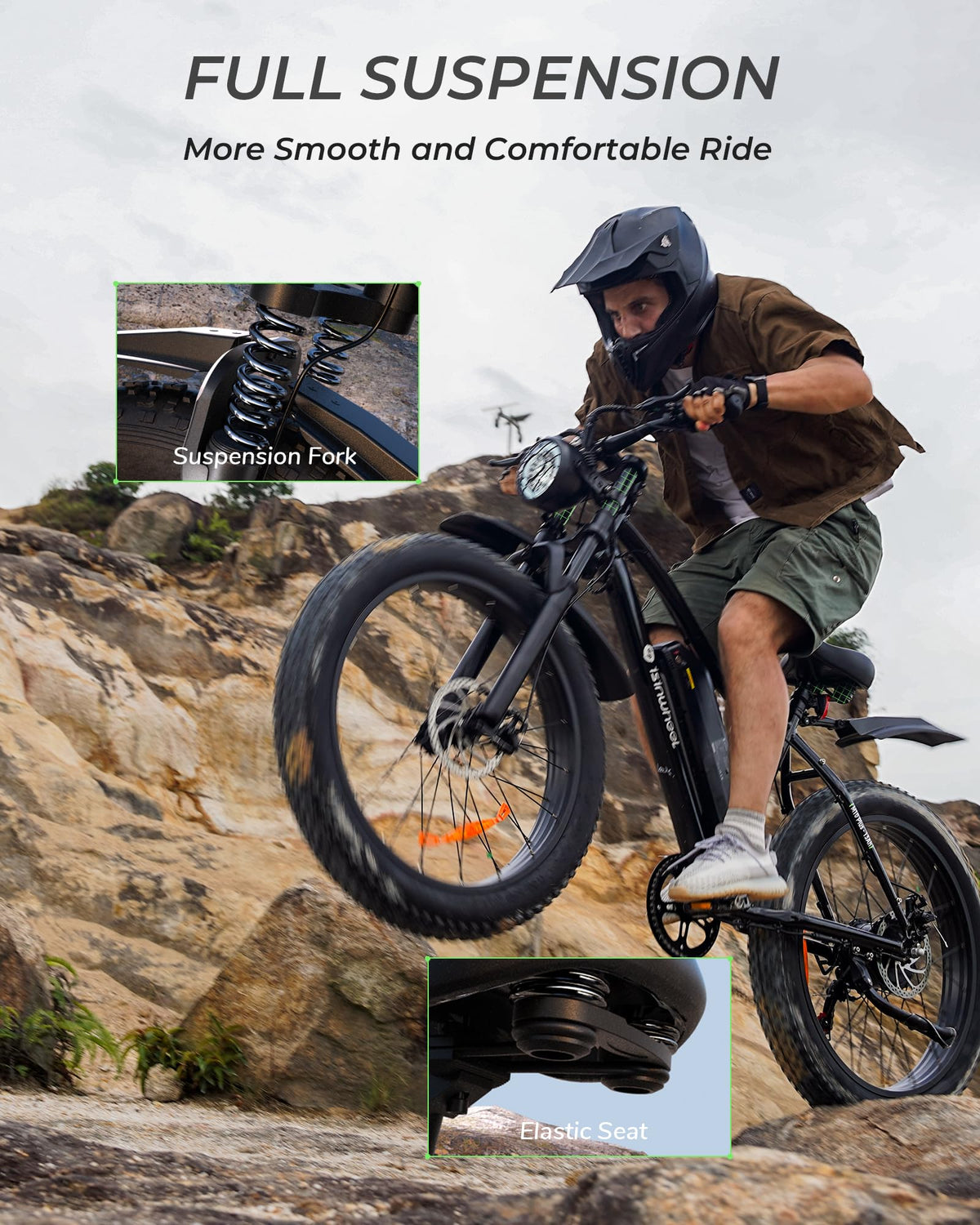1000W Peak Motor 70 Miles Fat Tire Electric Bike A850
