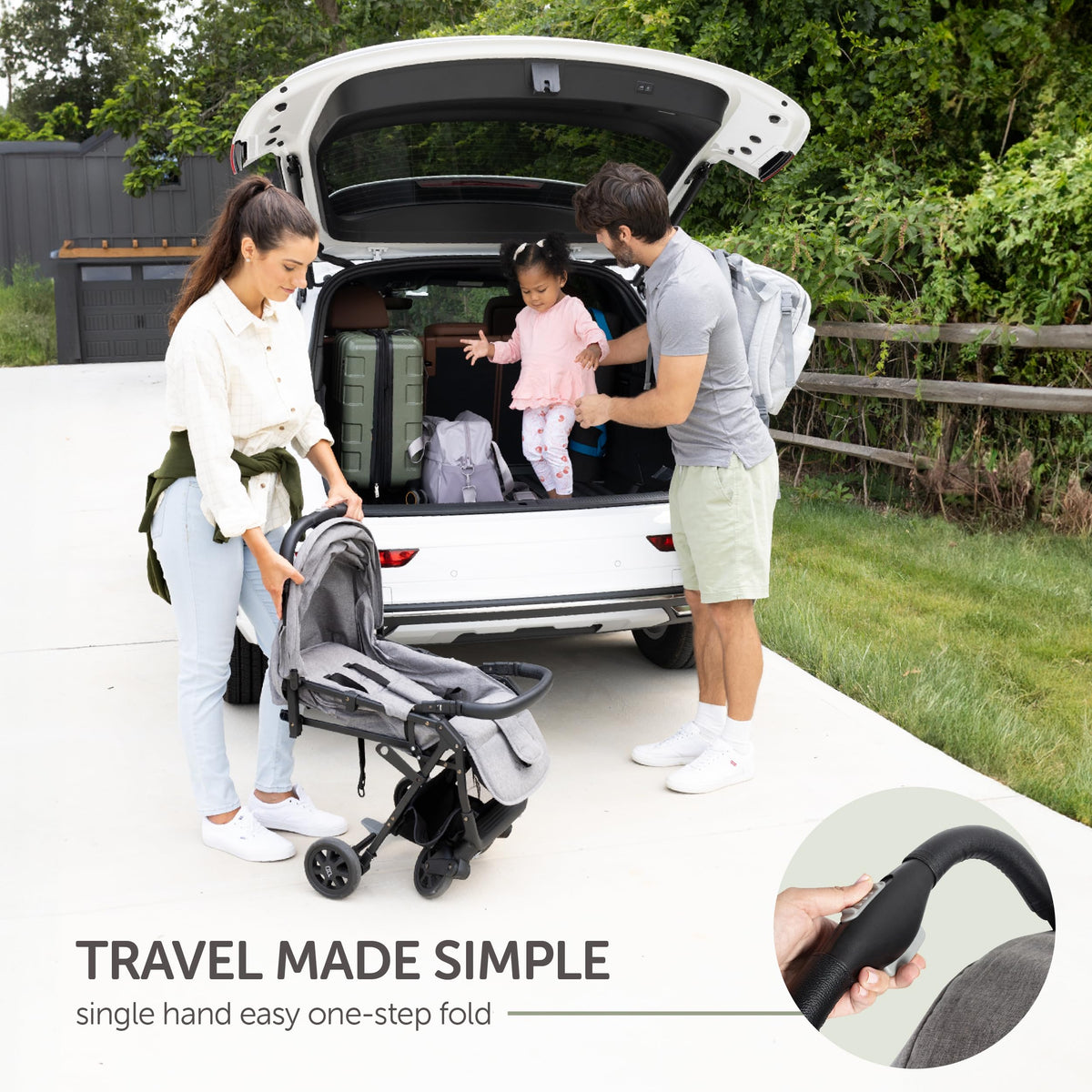 Lightweight Compact Travel Stroller with Canopy, Storage Basket & Recline L9005