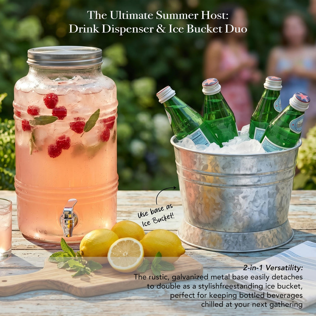Glass Beverage Dispenser with Metal Stand Z9194