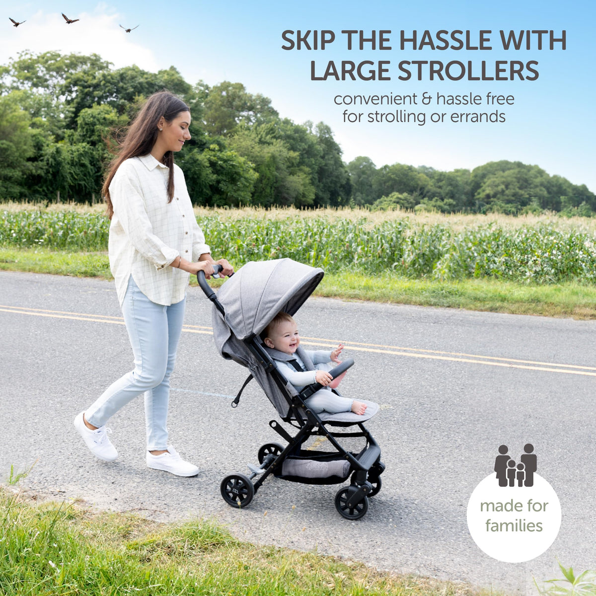 Lightweight Compact Travel Stroller with Canopy, Storage Basket & Recline L9005