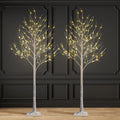 2 Pack 8FT 132 LED Lighted Artificial Birch Tree Warm White Y172366