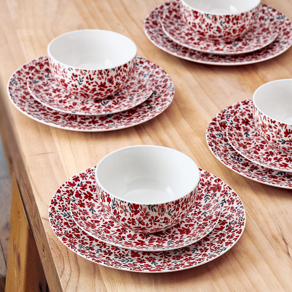 12 Piece Floral Stoneware Dinnerware Set M700047