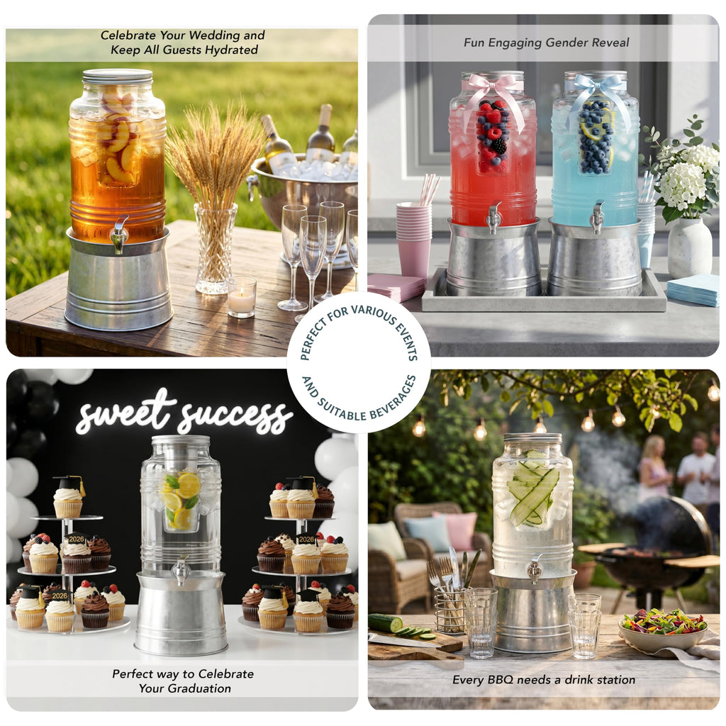 Glass Beverage Dispenser with Metal Stand Z9194