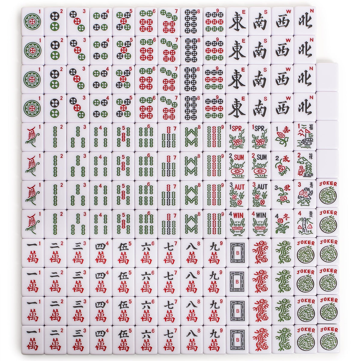 166 Tiles Mahjong Set with Wooden Racks & Pushers, Dice, and Soft Beige Case Q680