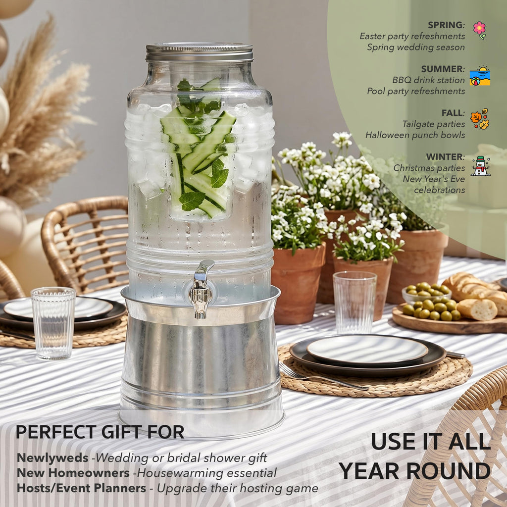 Glass Beverage Dispenser with Metal Stand Z9194