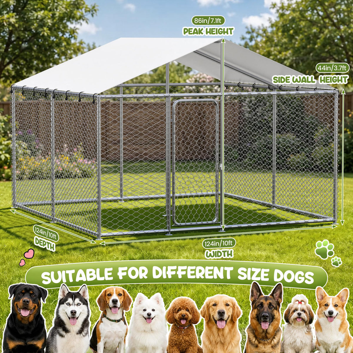 10x10 FT Heavy Duty Outdoor Dog Kennel E448382