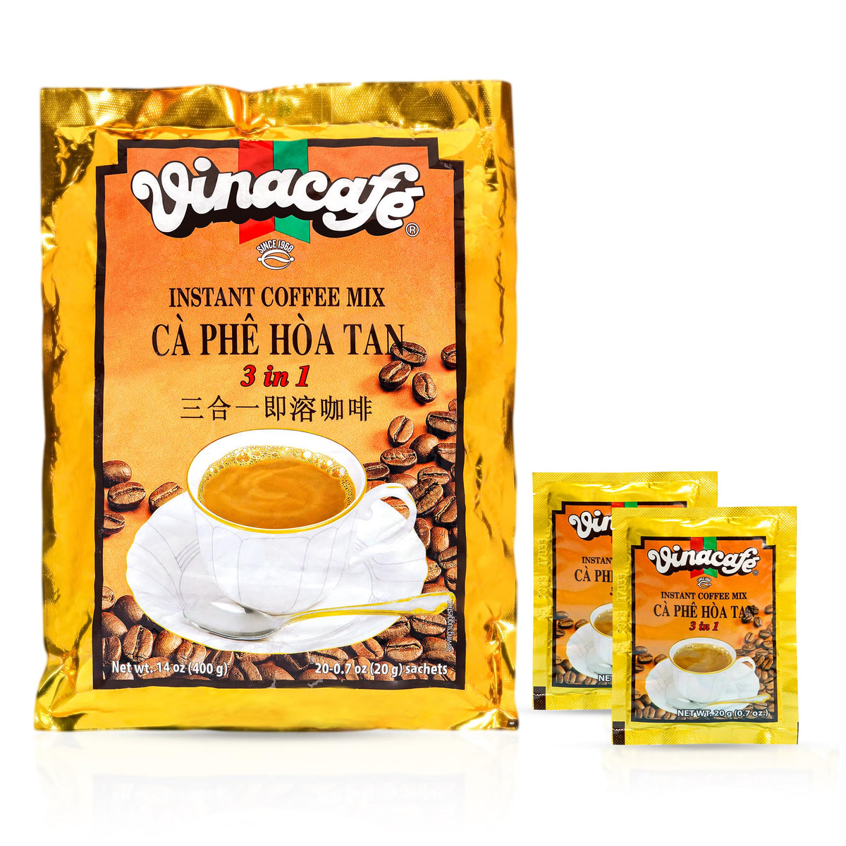 Instant Coffee Packets 3 in 1 Medium Roast Pack of 2 D15841