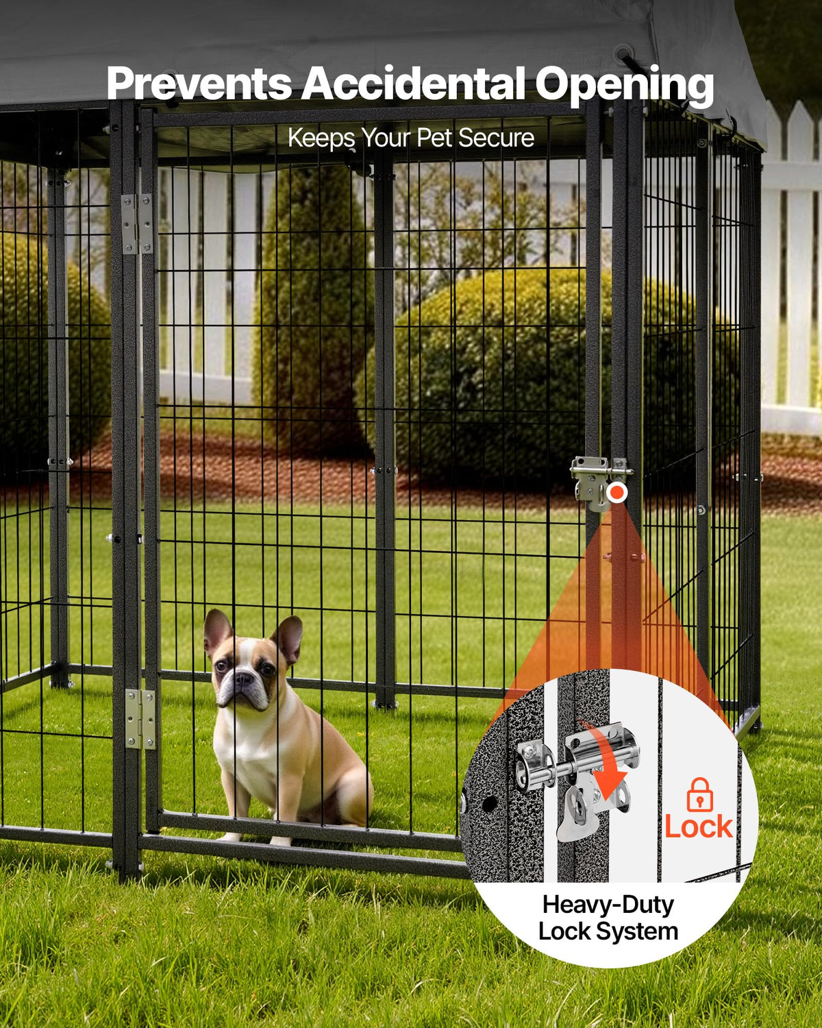 Outdoor Dog Kennel with UV-Resistant & Waterproof Roof Cover S735296