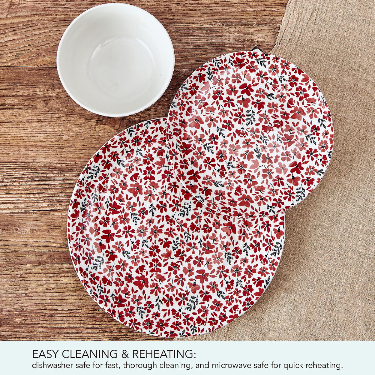 12 Piece Floral Stoneware Dinnerware Set M700047
